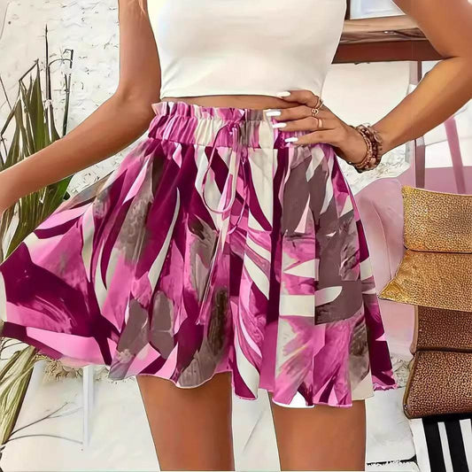 Buycenter Women's Summer Shorts - Elastic Waist, Floral Print, Hot Pants - Buy Center