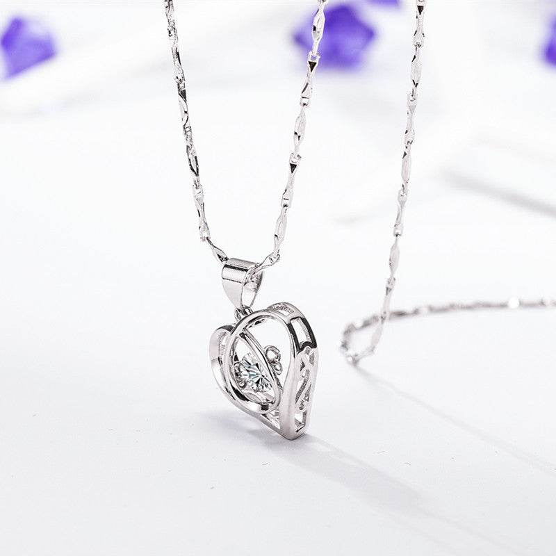 Buy Center Heart-Shaped Smart Pendant Necklace - Diamond-Embedded Clavicle Chain - Buy Center