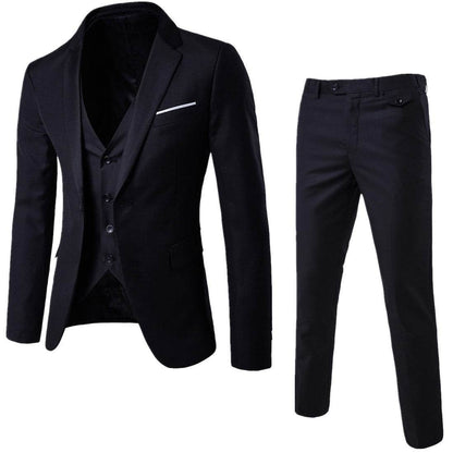 Buycenter Slim-Fit Three-Piece Suit Set - Korean Formal Wear for Winter - Buy Center
