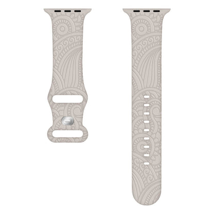 Laser Carved Silicone Strap - Cashew Print for Apple Watches 38-49mm - Buy Center