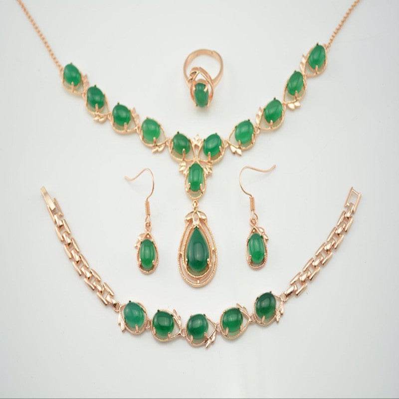 Elegant Natural Chalcedony Jewelry Set - Earrings & Hand Decoration - Buy Center
