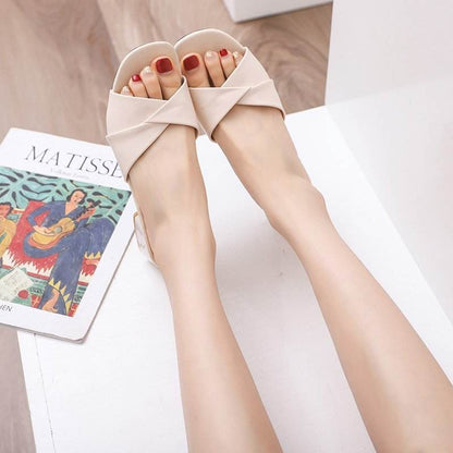 Women’s Summer Half Slippers – Soft PU & Trendy Square Toe Design - Buy Center