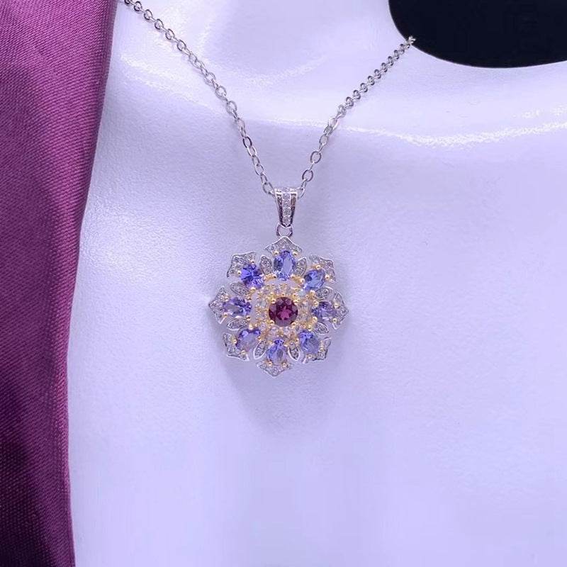 Buy Center Simple Natural Tanzanite Pendant Necklace - 925 Silver Jewelry - Buy Center