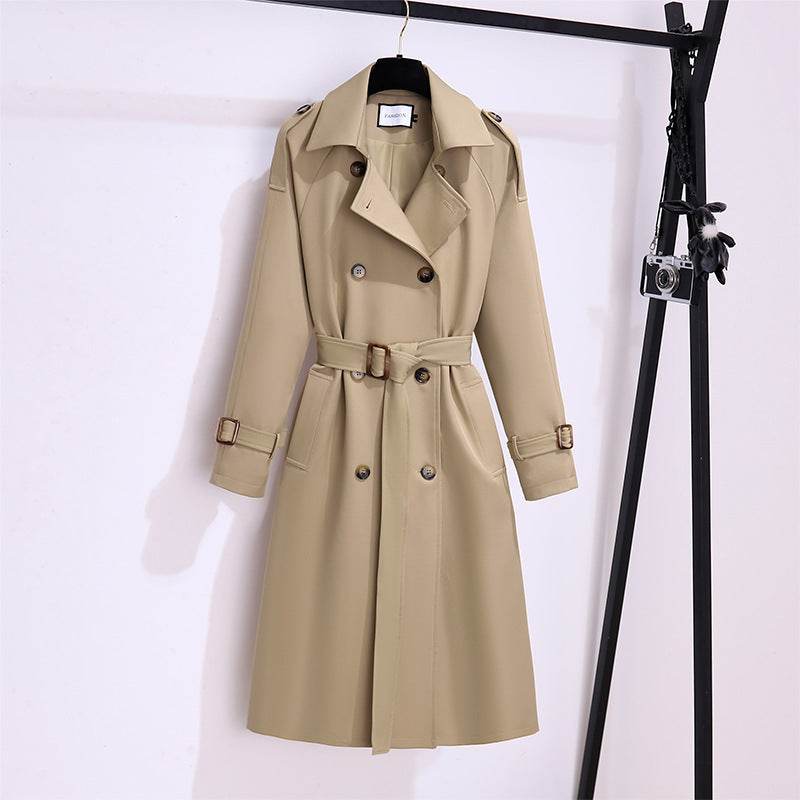 Elegant Mid-Length Trench Coat for Women - Khaki & Black Options 2025 - Buy Center