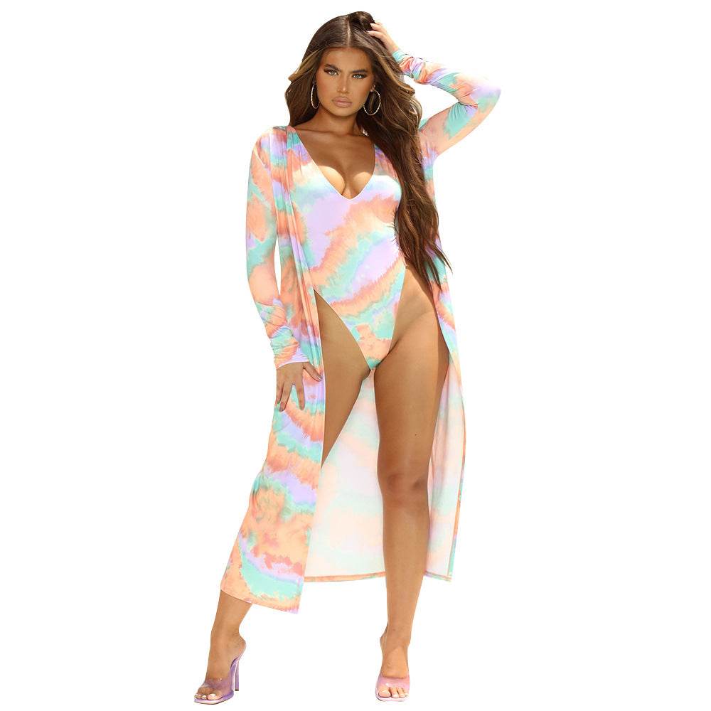 Buycenter Women's Two-Piece Long Sleeve Swimsuit Jumpsuit in Orange - Buy Center