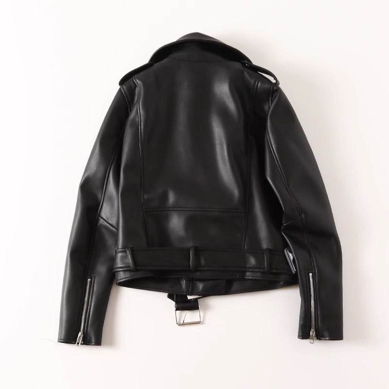 Stylish Women's Black PU Leather Zip Jacket - Trendy Fit & Long Sleeve - Buy Center