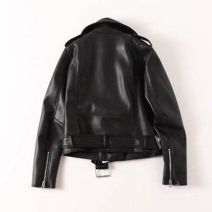 Stylish Women's Black PU Leather Zip Jacket - Trendy Fit & Long Sleeve - Buy Center