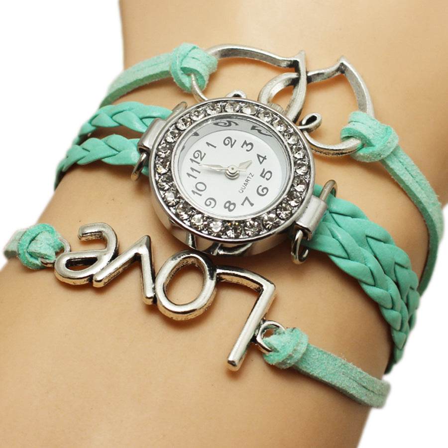 Alloy Love Double Heart-Shaped Woven Watch - Stylish Trendy Accessory - Buy Center