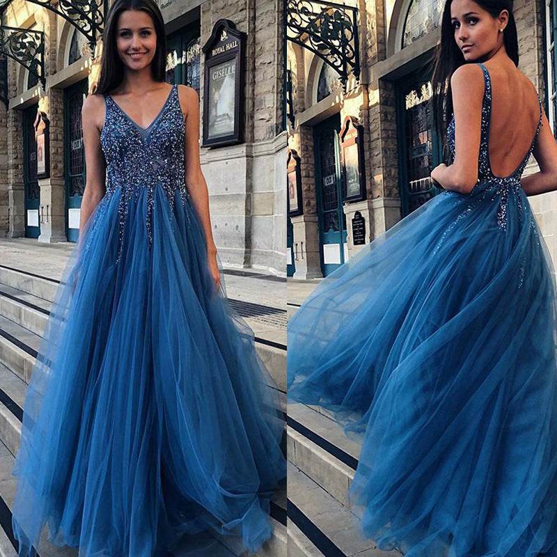 Elegant V-Neck Prom Dress - Sleeveless Empire Waist for 2025 Style - Buy Center