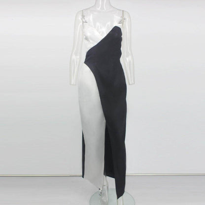 Buycenter Sexy Black & White Prom Dress - Stylish Stitching Design - Buy Center