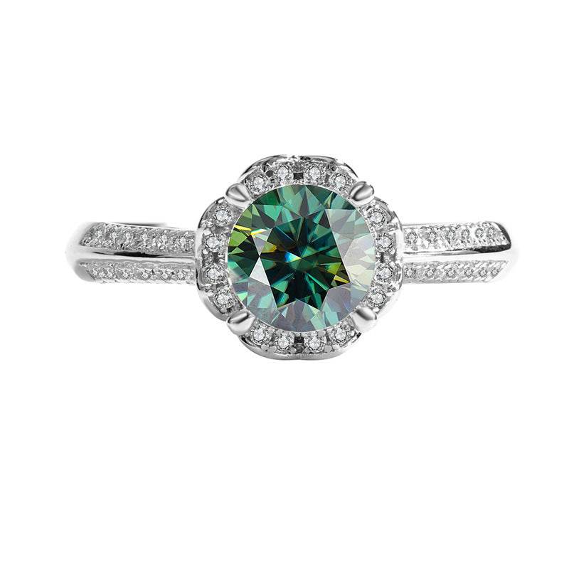 Buy Center Sterling Silver Moissanite Bridal Bouquet Ring - Adjustable Size - Buy Center