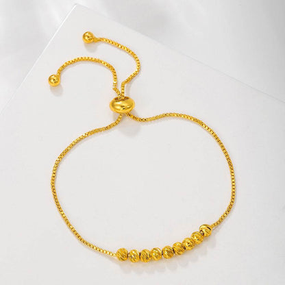 Buy Center Gold Pulling Rope Bracelet - Elegant Flower Bead Design - Buy Center