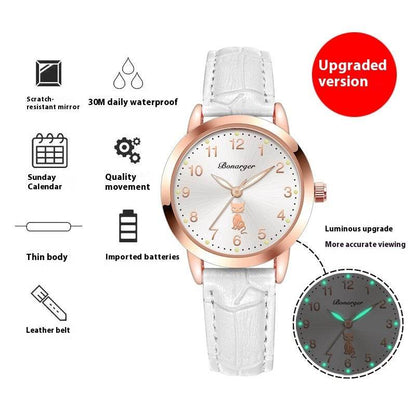 Buycenter Women's Luminous Quartz Watch - Stylish Waterproof Belt Options - Buy Center