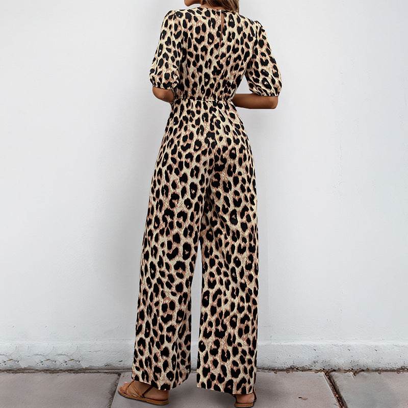 Buycenter Leopard Print Jumpsuit - High Waist, Elegant Style Romper - Buy Center