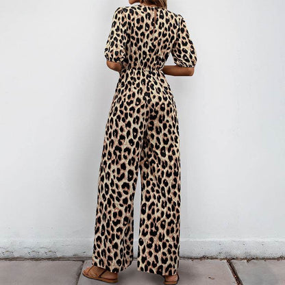 Buycenter Leopard Print Jumpsuit - High Waist, Elegant Style Romper - Buy Center