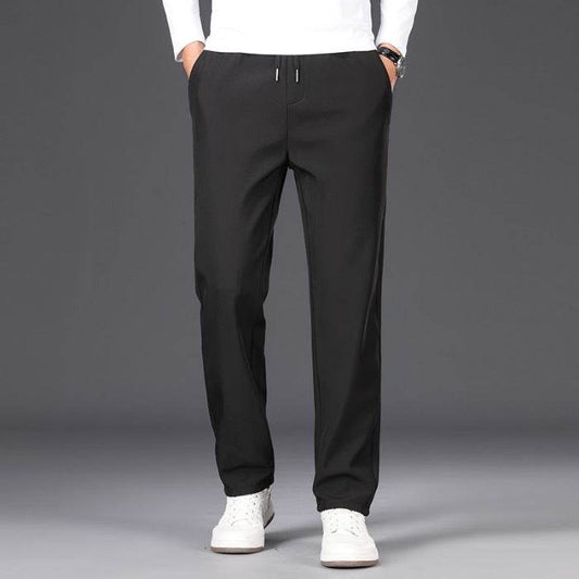Buycenter Men's Fleece-Lined Straight Suit Pants - Winter Casual Trousers - Buy Center