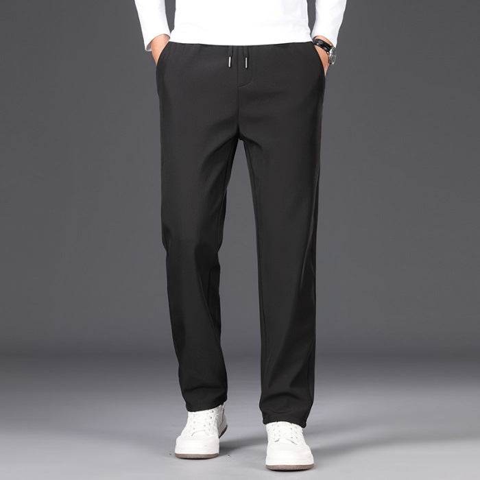 Buycenter Men's Fleece-Lined Straight Suit Pants - Winter Casual Trousers - Buy Center