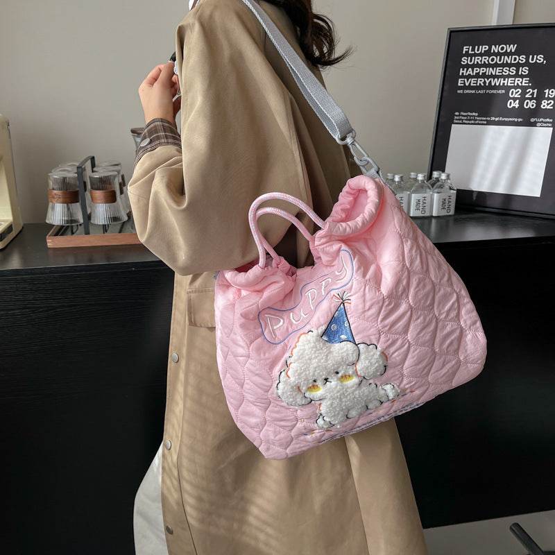 Adorable Cartoon Embroidery Crossbody Bag - Drawstring Shoulder Style - Buy Center
