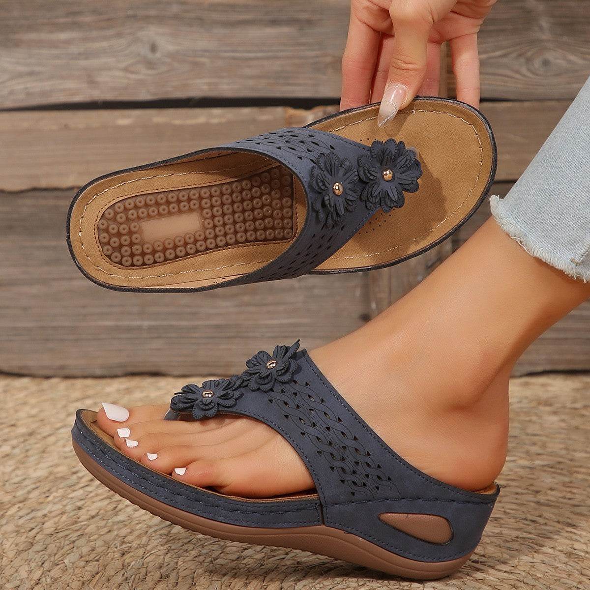 Buycenter Casual Wedge Flip-Flops - Stylish Beach Shoes for Women - Buy Center