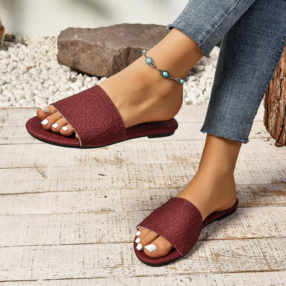 Buycenter Retro Flat Sandals for Women - Summer Non-slip Beach Slippers - Buy Center