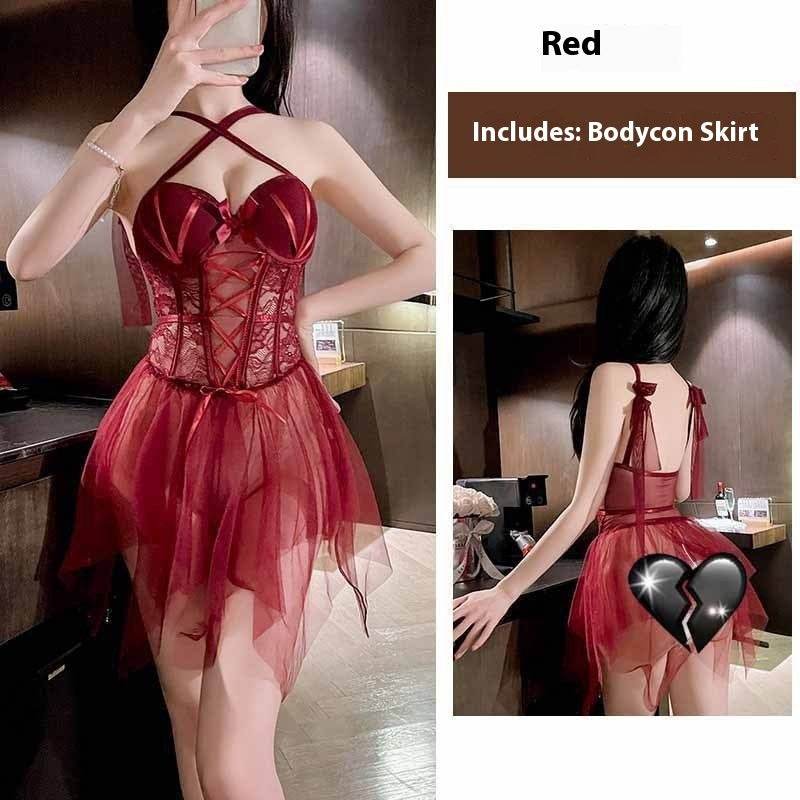 Women's Fishbone Camisole - Wine Red Halter Top with Detachable Straps - Buy Center