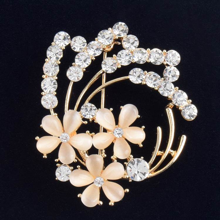 High-End Flower Corsage Opal Vintage Brooch - Elegant Wedding Accessory - Buy Center