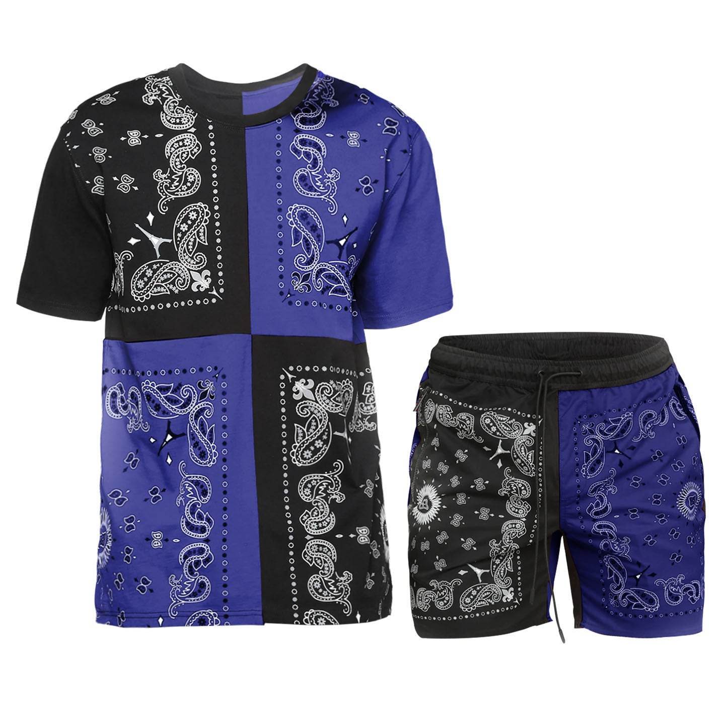 Casual Color Matching Sports Suit - Short Sleeve & Five-Point Pants - Buy Center