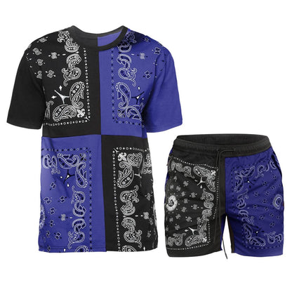 Casual Color Matching Sports Suit - Short Sleeve & Five-Point Pants - Buy Center