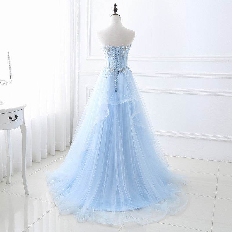 Light Blue Tube Top Slim Fit Bridesmaid Dress - Perfect for Parties 2025 - Buy Center
