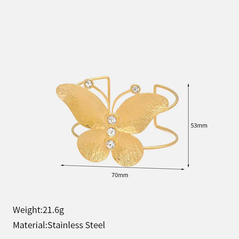 Buycenter Exaggerated Butterfly Leaf Bracelet - Stunning Inlaid Zircon Design - Buy Center