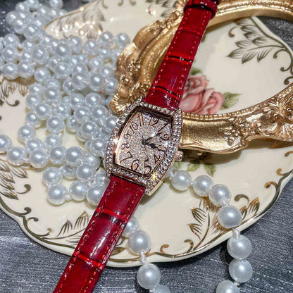 Fashion Starry Red Belt Women's Watch - Stylish, Waterproof Dress Timepiece - Buy Center