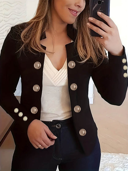 Buycenter Women's Fashion Blazer - Cuff Button Small Suit in Multiple Colors - Buy Center