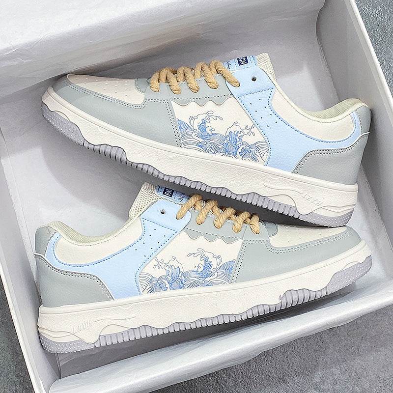 Versatile Low-Top Sneakers for Men - Stylish Light Blue & Beige Options - Buy Center