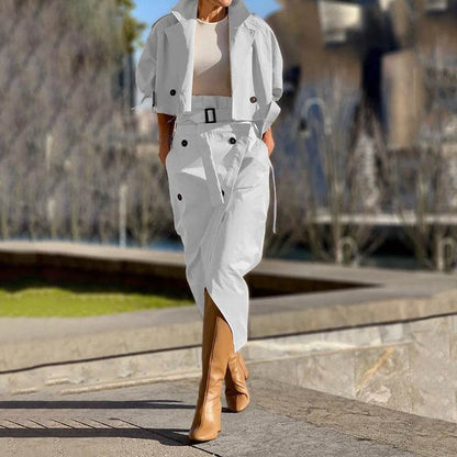 Buycenter Elegant Button Belt Suit Skirt - Stylish European Workwear Jumpsuit - Buy Center