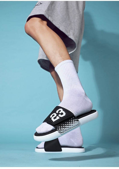 Men's Summer Flip-Flops - Non-Slip Casual Sandals in Black & White - Buy Center