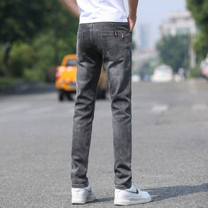 Men's Slim Straight Denim Trousers - Comfortable Stretch Fit for Spring/Summer - Buy Center