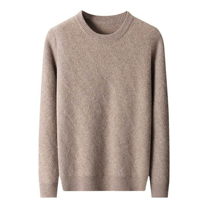 Men's Round Neck Pullover Sweater - Loose Fit Thick Wool for Comfort - Buy Center