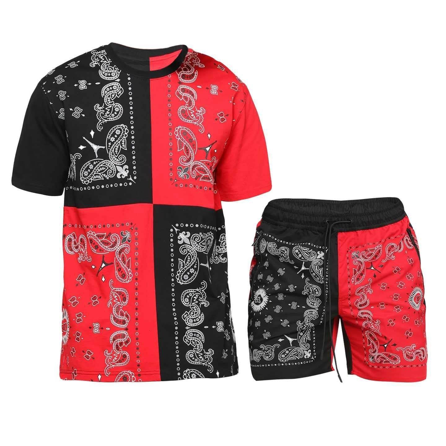 Casual Color Matching Sports Suit - Short Sleeve & Five-Point Pants - Buy Center