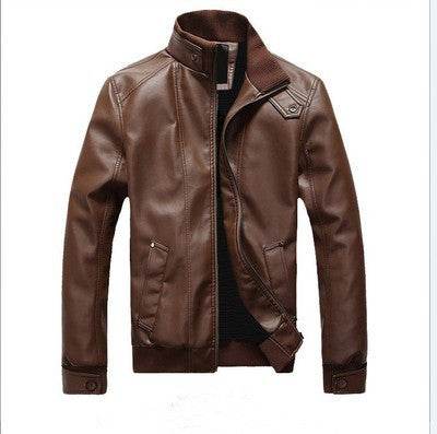 Slim Fit Genuine Leather Motorcycle Jacket - Trendy Stand Collar Design - Buy Center