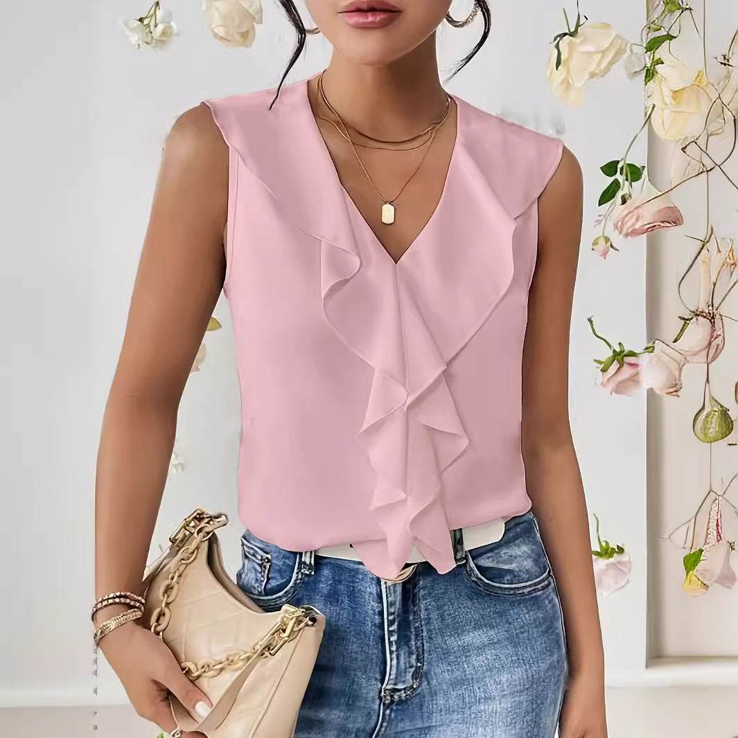 Buycenter Sleeveless Chiffon Shirt - Elegant Ruffles for Every Occasion - Buy Center
