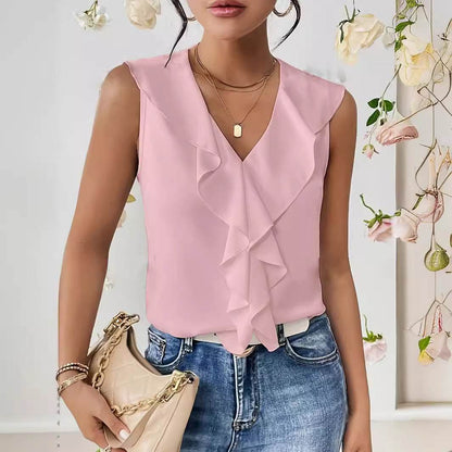 Buycenter Sleeveless Chiffon Shirt - Elegant Ruffles for Every Occasion - Buy Center