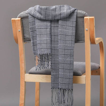British Plaid Cashmere Scarf - Stylish Tassels, Perfect for Couples & Families - Buy Center