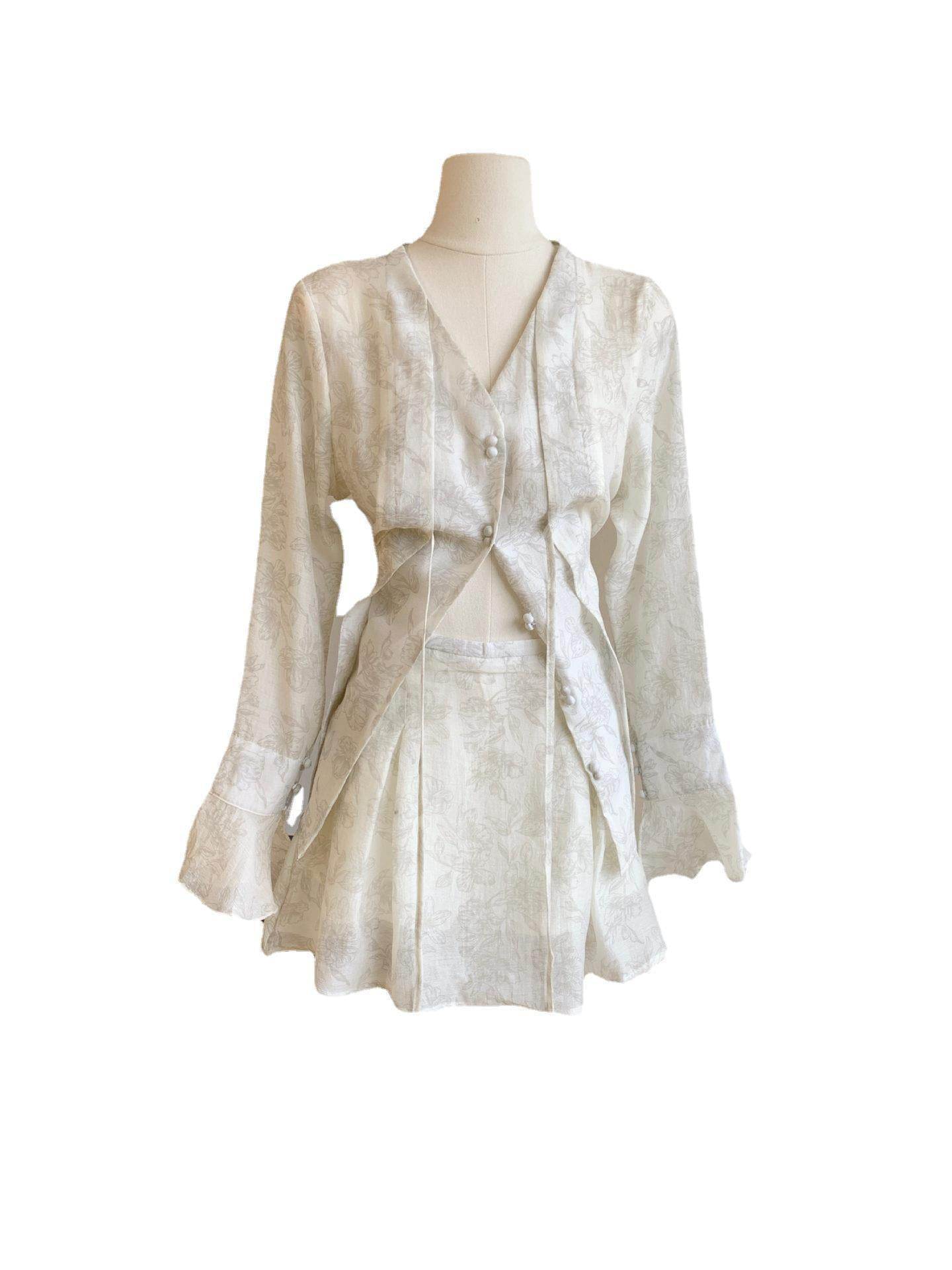 Buycenter Women's Tencel Shirt Suit - Long Sleeve Chinese Style Jumpsuit - Buy Center