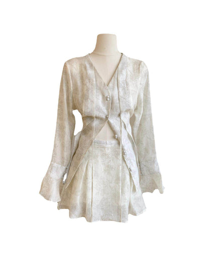 Buycenter Women's Tencel Shirt Suit - Long Sleeve Chinese Style Jumpsuit - Buy Center