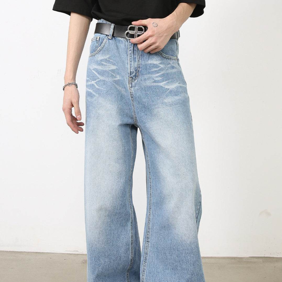 Trendy Male Cat Beard Design Pants - Casual Straight-Leg Jeans for Youth - Buy Center