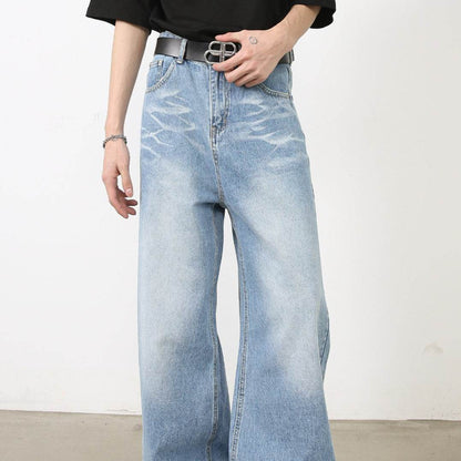 Trendy Male Cat Beard Design Pants - Casual Straight-Leg Jeans for Youth - Buy Center