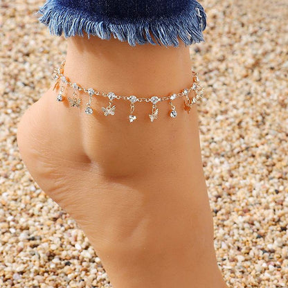 Butterfly Tassel Anklet & Colorful Oil Necklace - Bohemian Gold Accessories - Buy Center