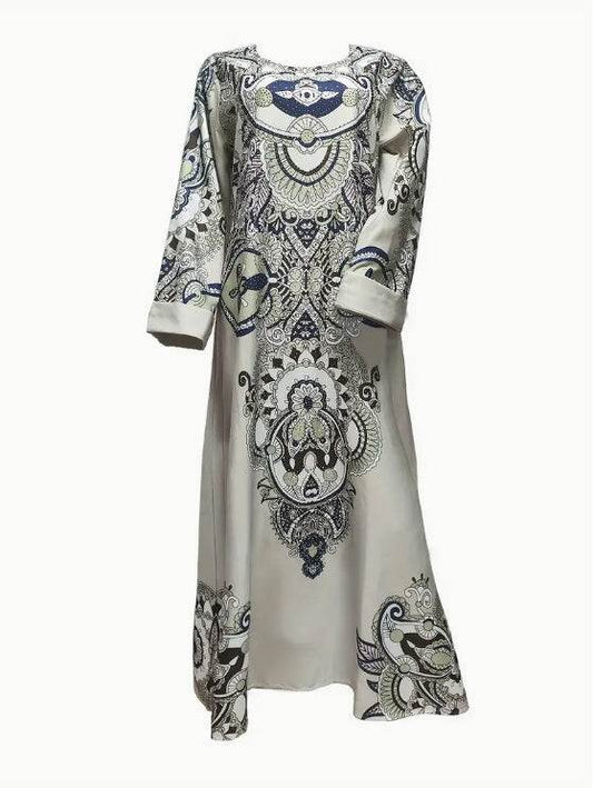 Buycenter Elegant Floral Print Abaya Dress - Long Sleeve, Chic Design - Buy Center