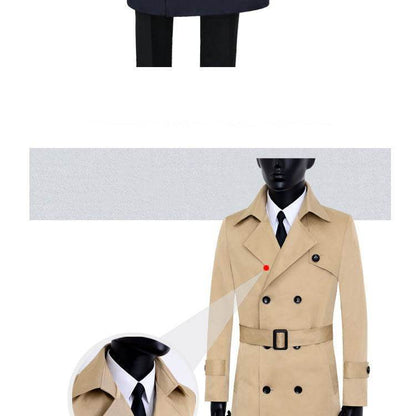 Autumn Korean Men's Trench Coat - Slim Fit Double Breasted Style 2025 - Buy Center