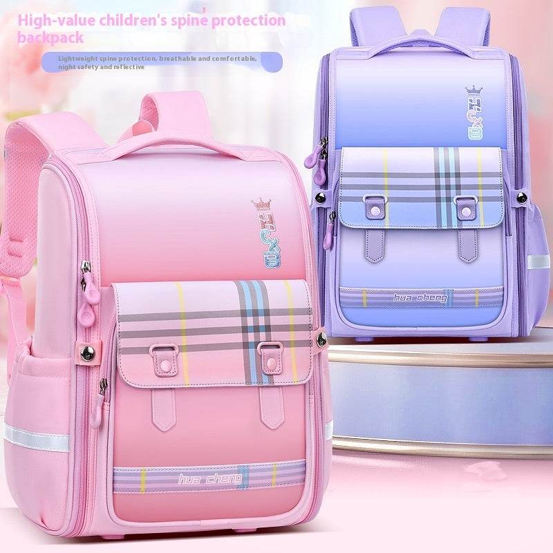 Plaid Schoolbag with Spine Protection - Ultra-Light Waterproof Backpack for Boys - Buy Center
